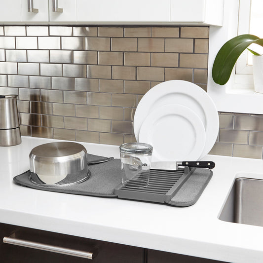 UDry Mini Dish Drying Rack with Mat